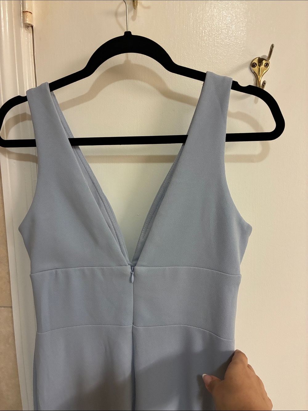 Betsy & Adam Powder Blue V-Neck High Slit Formal Gown Sz 8 - Picture 6 of 10